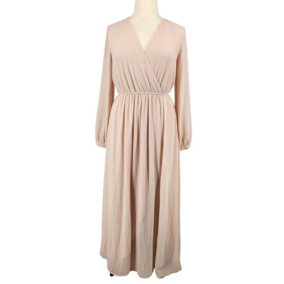 Lulus Wondrous Water Lilies Maxi Dress – Blush Pink Chiffon Romantic Chic XL - Picture 2 of 8